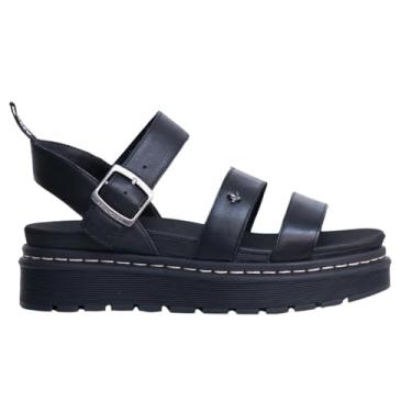 Imagem de Sandália Tratorada Feminina Cravo e Canela Couro - Preto