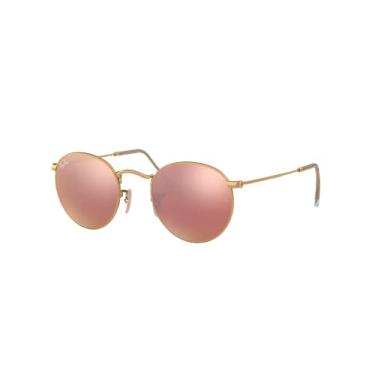 Imagem de Óculos de Sol Ray-Ban Round Metal 0RB3447 112/Z2 Tam 50 / Ouro - Lentes Rosa Espelhado