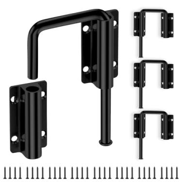 Imagem de 4 peças de trava de porta deslizante de pátio, trava em forma de U de 6 cm, trava de segurança doméstica de 90/180 graus para cerca de jardim, portão de celeiro, montagem em vários ângulos com