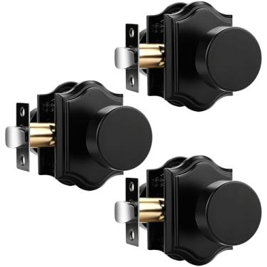 Imagem de Probrico Maçanetas pretas, maçanetas de porta de passagem para corredor de armário, maçaneta de porta de armário interior resistente, pacote com 3