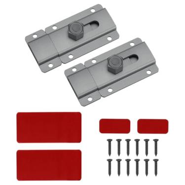 Imagem de PATIKIL Trava de ferrolho de porta deslizante de 6 cm, 2 peças de fecho de cadeado de segurança de liga de alumínio com parafusos para janela de porta de banheiro de garagem de celeiro, cinza