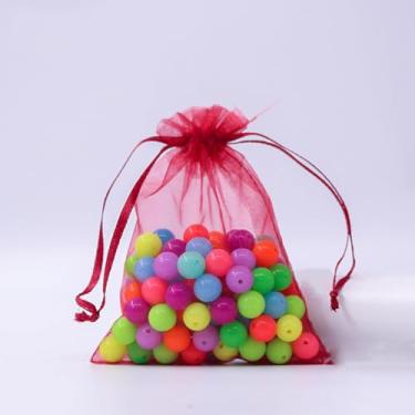 Imagem de 20 sacos de organza com cordão para presente de joias de doces 10 x 12 cm, pequenos sacos de malha para doces de casamento, lembrancinhas de Natal