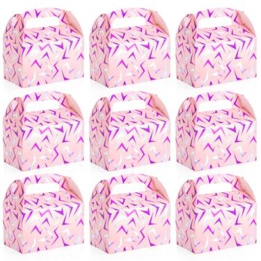 Imagem de Marspark Pacote com 24 caixas de presente de papel Kpop para lembrancinhas de festa de aniversário com tema Kpop para decorações de festa de aniversário com tema de anime (rachadura relâmpago rosa)