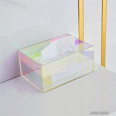 Imagem de Luz moderna luxuosa sala de estar caixa de lenços mesa de café caixa de papel criativo escritório desktop acrílico armazenamento de lenços casa (cor: laranja, tamanho: 18 * 12,5 * 8,5 cm) (branco 18