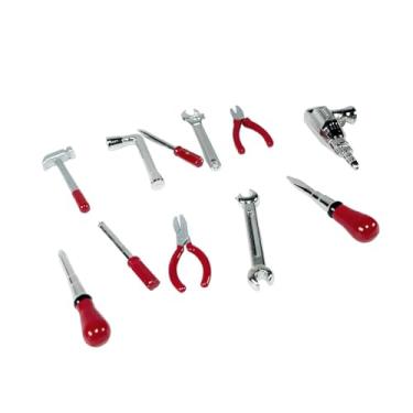 Imagem de harayaa Conjunto de 11 peças de ferramentas de reparo em escala 1:18, modelo em liga metálica, miniaturas decorativas para oficina mecânica.