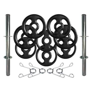 Imagem de Kit com Barras de Halteres e Anilhas de Ferro Fundido - 12 Kg - BOX IN