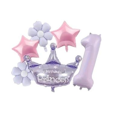 Imagem de Coroa De Princesa Roxa 40in Balão Digital De Folha Matte Daisy Para De