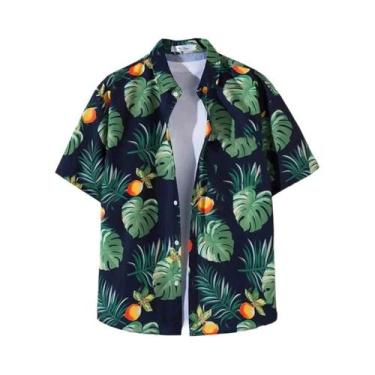 Imagem de Camisa Havaiana Vintage Oversized Masculina Com Estampa De Árvore De C