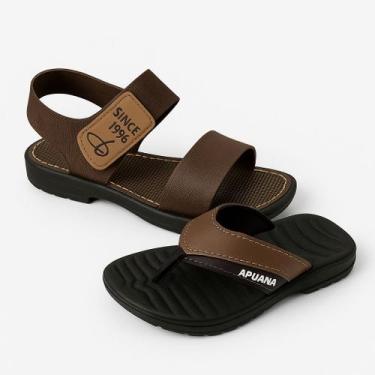Imagem de Kit Sandália Infantil com tiras autocolantes + Chinelo Apuana  Leve e 