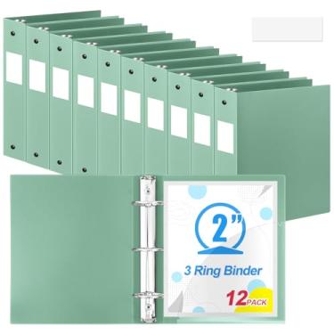 Imagem de Henoyso 12 peças de fichários de 3 anéis redondos de 5 cm, fichários flexíveis de plástico a granel, serve para papel de carta de 21 x 28 cm, comporta até 225 folhas com 1 bolso para escritório