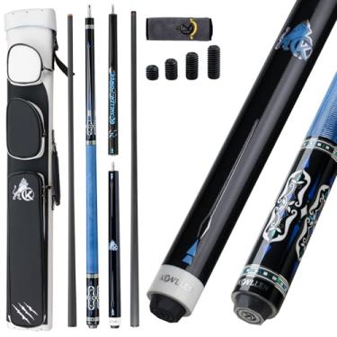 Imagem de KONLLEN Taco de piscina 3 em 1 de fibra de carbono 12,5 mm de deflexão baixa 12,5 mm com estojo rígido e parafusos de peso