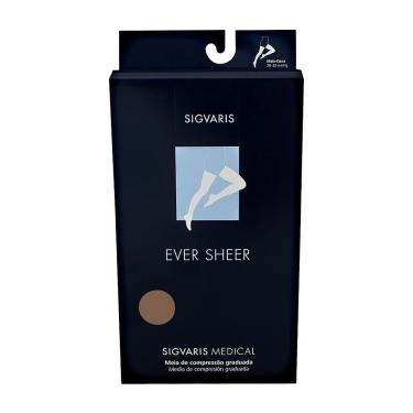 Imagem de Meia Coxa (7/8) Sigvaris Ever Sheer 20-30mmHg Natural Ponteira Aberta P (Tamanho Pequen...