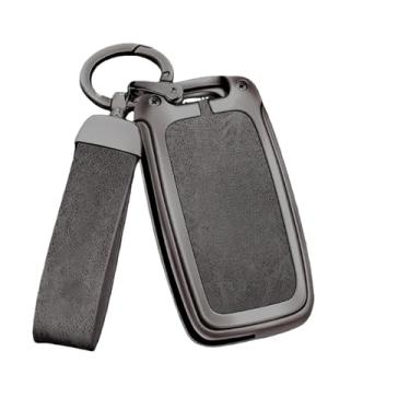 Imagem de Capa De Chave De Carro Em Liga De Zinco, Compatível Com Seat Ateca Leon Fr 2 Ibiza, Capa De Couro Genuíno De Alta Qualidade, Fivela, Acessórios Automotivos(A gun gray)