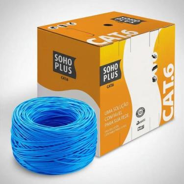 Imagem de Cabo lan rede 4pares cat6 100%cobre azul anatel 100mt megatron