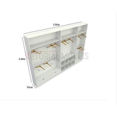 Imagem de Kit Closet Loja 2,40m Armário Colmeia M32 100% Mdf - VETORIAL MÓVEIS