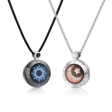 Imagem de Colar de toque de longa distância para casais, joias inteligentes de amor com vibração e iluminação, presentes de relacionamento de longa distância para namorada, namorado, ela, ele, emparelhamento