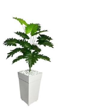 Imagem de Planta Artificial Palmeira com Vaso Rattan | Decoração para Casa, Sala e Escritório – 94cm(Bananinha Vaso Branco)