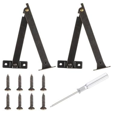 Imagem de 2 peças dobradiças de suporte de tampa dobrável, dobradiças de bronze antigo, tampas dobráveis de latão, dobradiça de suporte para caixa de joias, tampas de armário, caixa de móveis, caixas de madeira