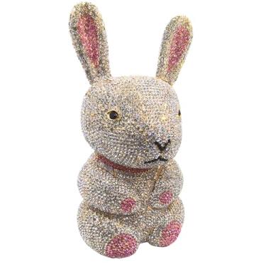 Imagem de Usuisy Mini bolsas noturnas de coelho, bolsas clutch de strass para mulheres elegantes, bolsa clutch de cristal animal, bolsa de festa de formatura, Ouro, Mini