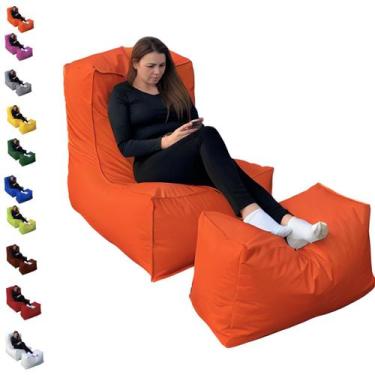 Imagem de Puff Poltrona com Peseira Cheio Material Sintético Almofadão Gigante -