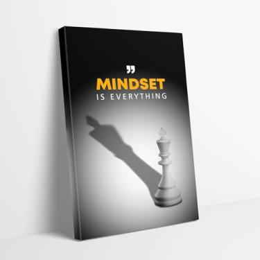 Imagem de Kpasnd Arte motivacional de parede em tela – Mindset is Everything Citação inspiradora xadrez – Conjunto de xadrez preto e branco Impressão de pôster motivacional para casa, escritório, sala de aula
