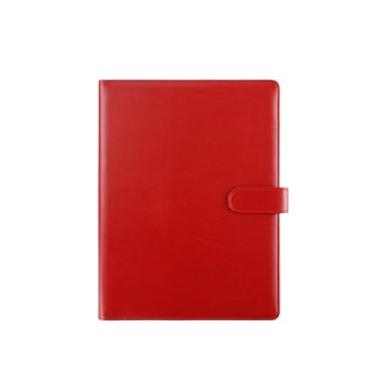 Imagem de Organizador de arquivos A4 Pasta multifuncional com inserção de caneta couro contrato comercial assinando livro documento informações pasta material de escritório (vermelho)
