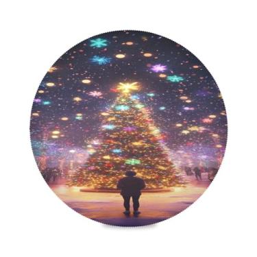 Imagem de STAYTOP Jogo americano redondo de árvore de Natal, 6 peças, tapetes de mesa antiderrapantes fáceis de limpar para decoração de mesa de festa de churrasco em casa