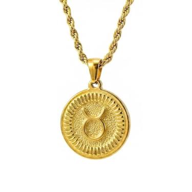 Imagem de Colar com pingente de constelação banhado a ouro 18K, corrente de corda ajustável, impermeável e antioxidante, colares do zodíaco masculino e feminino, embalagem de caixa de presente, presente de