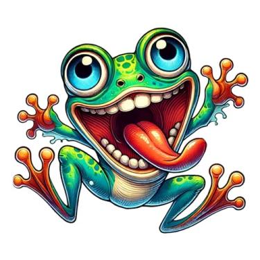 Imagem de Pacote com 2 adesivos de carro com desenho de sapo, adesivos de vinil engraçados para carros, caminhões, SUVs, laptops, janelas, para-choques d021