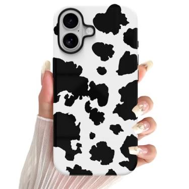 Imagem de Skyseaco Capa para iPhone 17, capa de telefone com estampa de vaca leiteira Treny, capa rígida de 2 camadas, macia à prova de choque para meninas, mulheres, meninos, homens, vaca leiteira