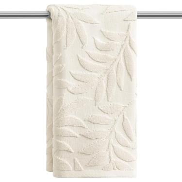 Imagem de Artoid Mode 1 peça de toalhas de mão bege 3D jacquard primavera para banheiro, 100% algodão macio absorvente toalha de decoração de banheiro, 14,7 x 29,5 polegadas