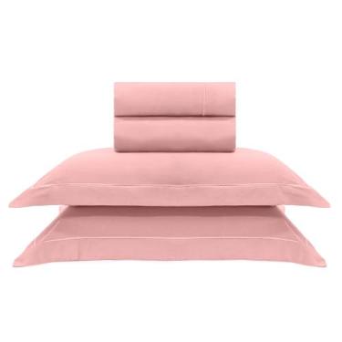 Imagem de Jogo de cama queen 400 fios ponto cheio - rosa escuro - First Class, Q