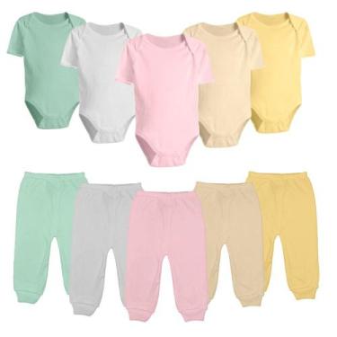 Imagem de Kit Body Curto e Mijão 10 Pçs Roupinha de Bebê Menino Menina - Koala B