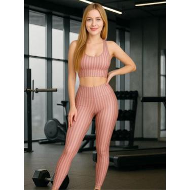Imagem de Conjunto Top e Legging Fitness 3D Cropped com Bojo Removível e Calça C