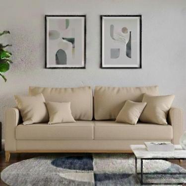 Imagem de Sofá Living Beny 1,80m. Estofado em linho. - Leonardi, Bege