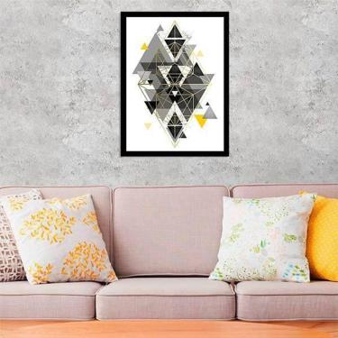 Imagem de Quadro Decorativo Abstrato Geométrico Triângulos Pretos