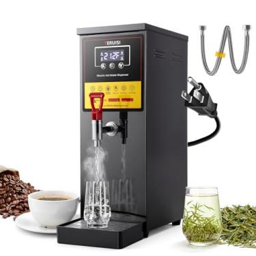 Imagem de TERUISI Dispensador de água quente comercial, bancada de caldeira de água elétrica de 1600 W, dispensador de água de aço inoxidável de aquecimento de 30 l (8 gal)/H com controle de temperatura de 30 °