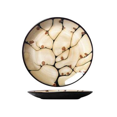 Imagem de Conjunto de tigelas de cerâmica para sobremesa, tigelas de imersão de cerâmica, prato de jantar, utensílios de mesa, pratos redondos de cerâmica, tigela lisa, cor escura, única, pintada à mão, estampa