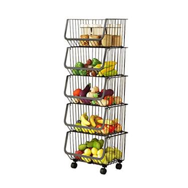 Imagem de Trolley Prateleira de cozinha de metal para micro-ondas cesta para panelas e panelas de especiarias organizador quarto banheiro prateleira de armazenamento multifuncional (ta