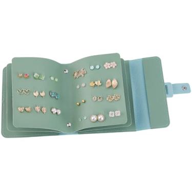 Imagem de Beebeecraft Livro organizador de brincos para viagem PU imitação de couro escuro cor verde mar viagem brinco estojo organizador de joias para mulheres