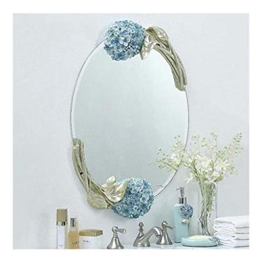 Imagem de Espelho oval de parede para banheiro espelho decorativo de jardim europeu espelho decorativo de casamento espelho de flor de resina à prova d'água AN1014 916