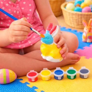 Imagem de Coelho Páscoa Para Colorir Pintar Com Pincel Tinta Kit 48pçs