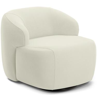 Imagem de Poltrona Decorativa Orgânica Giratória Para Sala Living Barolo L06 Veludo Bege - Lyam Decor