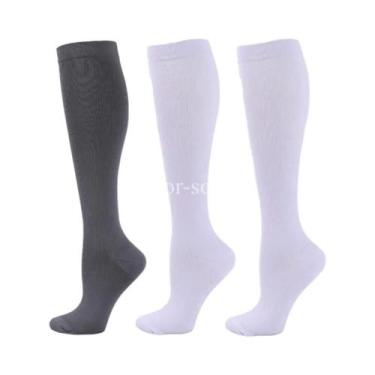 Imagem de Meias De Compressão Unissex, 3 Pares, Circulação Sanguínea, Corrida, A