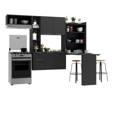 Imagem de Armário De Cozinha Compacta Com Mesa Dobrável Sofia Multimóveis V2009 Preto Preto