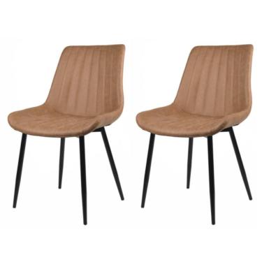 Imagem de Kit 2 Cadeiras Taina Rivatti Poliuretano (pu) Caramelo Base Em Aço