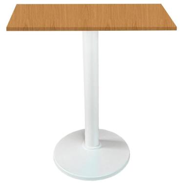 Imagem de Mesa Zeta Ferro Branco 75 Cm Alt Disco Redondo Tampo Mdp Quadrado 80 Cm Larg X 2,5 Cm Alt Samba