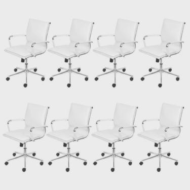 Imagem de Kit 8 Cadeiras para Escritório Diretor Design Italiano Estofada em Corino 3304