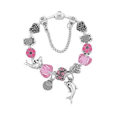 Imagem de Pulseira De Cristal Murano Azul Com Charme De Golfinho Para Mulheres, 