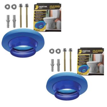 Imagem de Kit 2 Anéis de Vedação para Vaso Sanitário com Parafusos 10x75mm Ferta